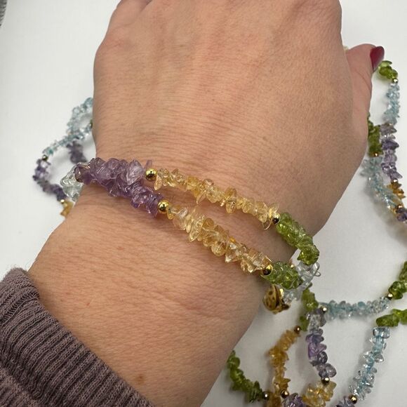 Double strand multi gemstone chip bracelet and necklace set! - Picture 5 of 10